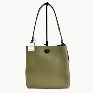 Coach Charlie Bucket 21 Crossbody Pebbled Leather Light Fern Green New Classic